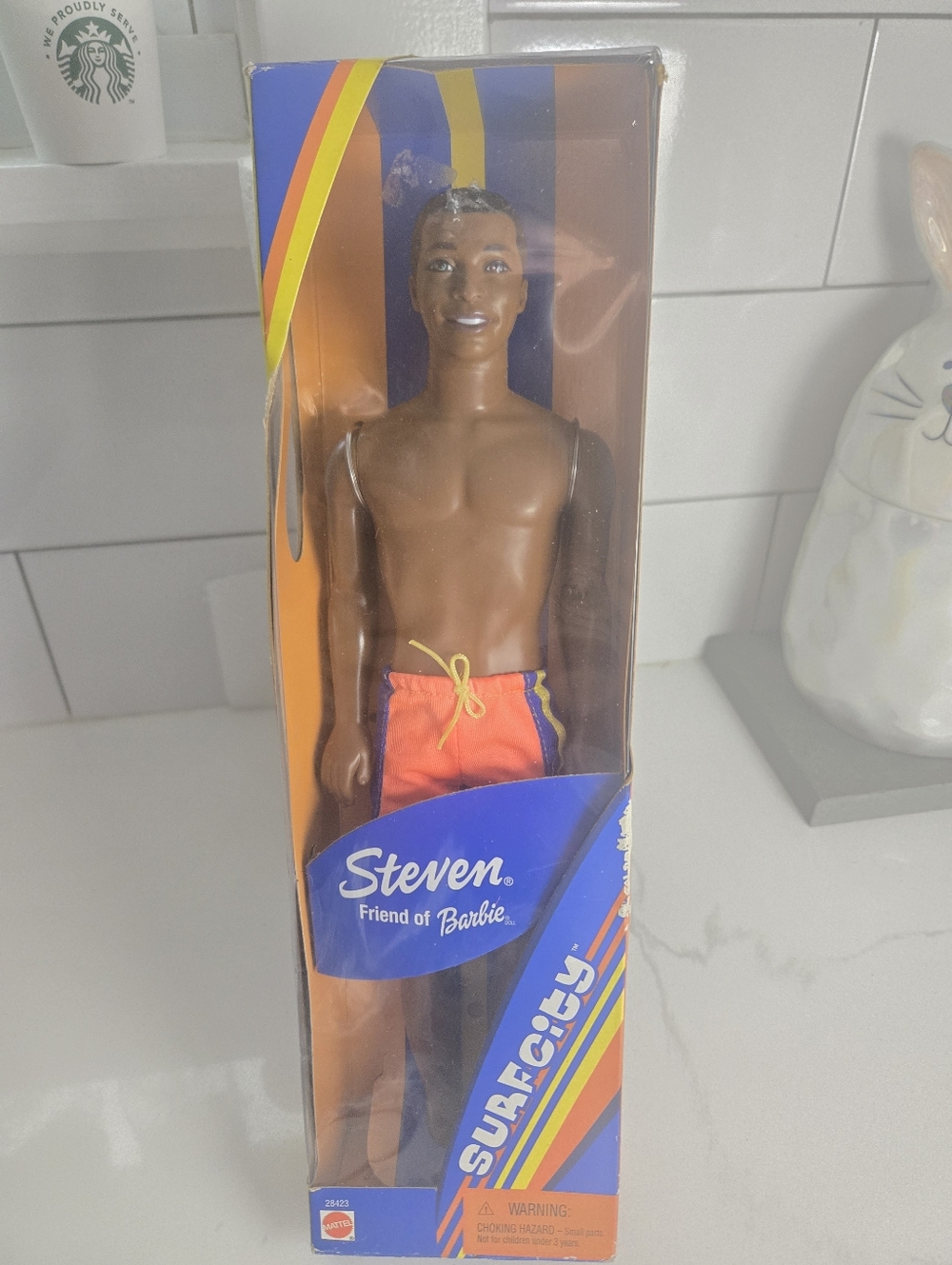 Mattel Steven Friend of Barbie Doll - Brown Skin, Orange Swim Trunks